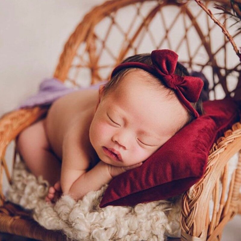 2Pcs Newborn Photography Props Mini Baby Posing Pillow Headband Kit Baby Girl Hair Band Studio Photo Shoot Fotografi Accessories