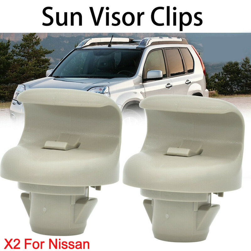 2 Clips de soporte para visera de sol, accesorio para la parte delantera izquierda y derecha, color gris, para Nissan 350Z Infiniti FX45 FX35 G35 Juke, Nissan Micra K12 2003-2010, 2 piezas