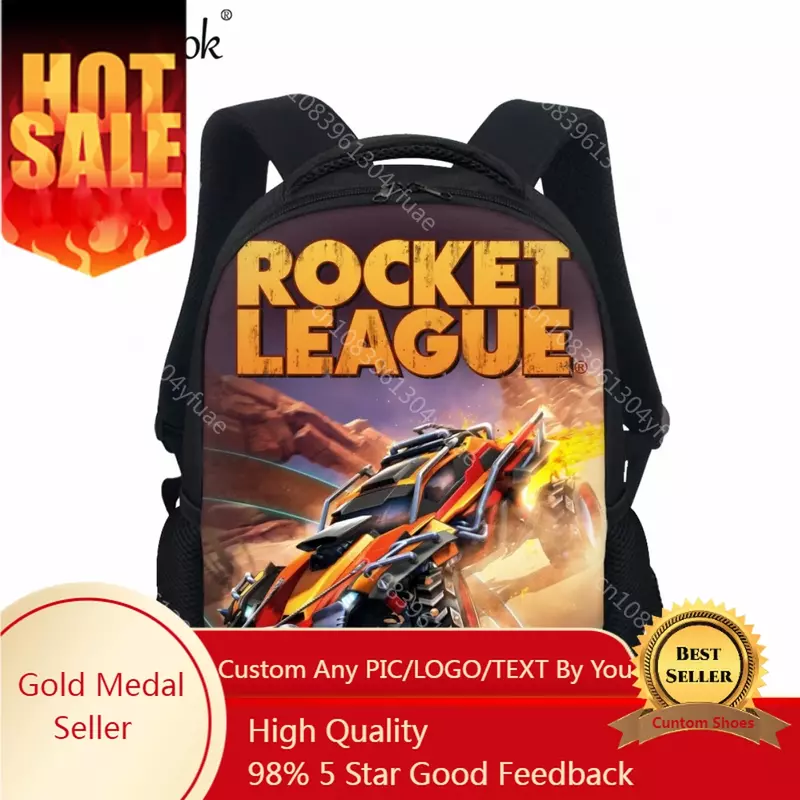 Sac d'école à imprimé graphique Rocket League Game pour enfants, sac à dos pour garçons de la maternelle, sacs de livre de voyage pratiques, mode