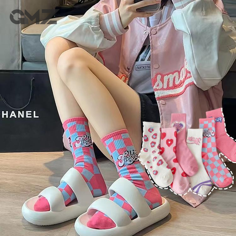 Chaussettes Harajuku en coton rose pour femmes, protection contre le vent et la chaleur, chaussettes Harvey mignonnes, mode extérieure, nouveau, 1 paire