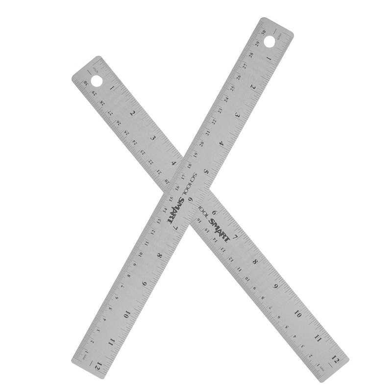 Regla de acero inoxidable para carpintería, herramienta de medición de bordes rectos, regla de precisión de madera, 2 piezas