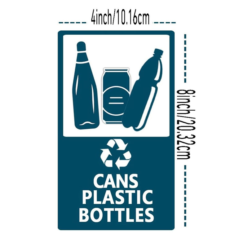 Calcomanías de reciclaje autoadhesivas para basura, pegatinas solo para latas y botellas de 8x4 pulgadas, 6 piezas