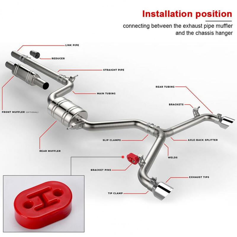 Isolante universale per tubo di coda staffa per tubo di scarico rosso resistente supporto per tubo di scarico in gomma resistente alla corrosione per SUV