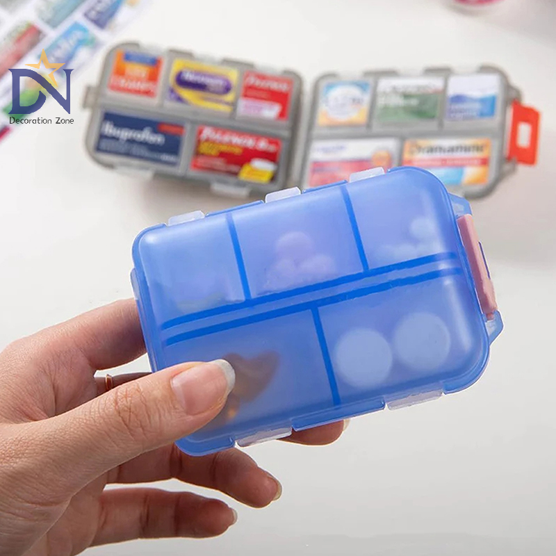 Estuche de píldoras de viaje para farmacia de bolsillo con etiquetas adhesivas de medicina opcionales, caja de píldoras, organizador de píldoras con pegatinas de farmacia