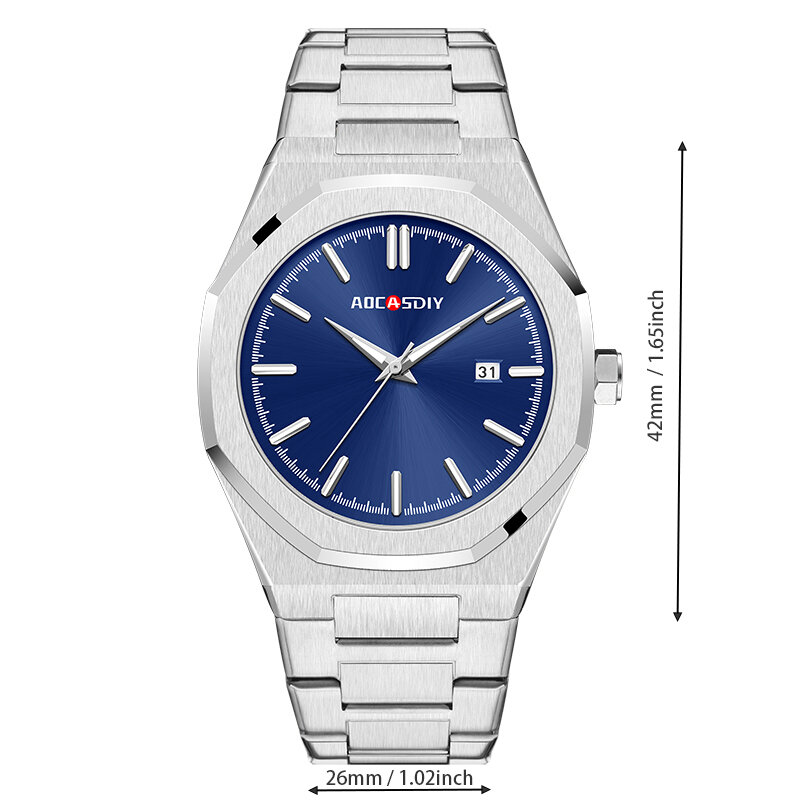 AOCASDIY-Relógio de pulso masculino Square Alloy Quartz, Relógio de negócios, Impermeável, Luminoso, Data, Luxo