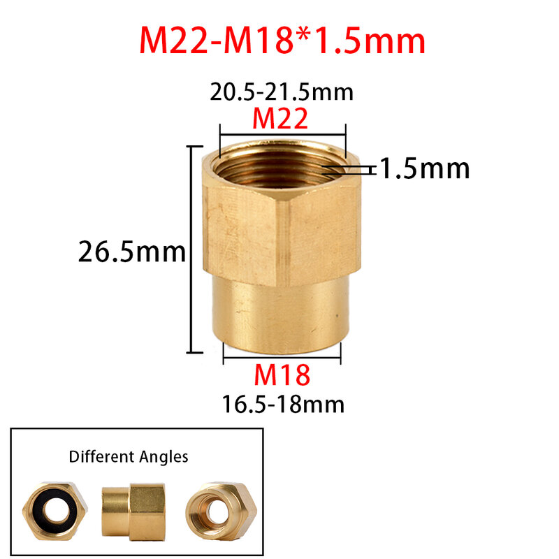 Connecteur de filetage en laiton 3/8 "1/2" M14 M18 M22, adaptateur mâle femelle, raccord en laiton pour pistolet de lavage à pression