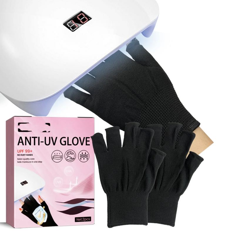 1Pair Nail Art Glove Uv Protection Glove Anti Uv Radiation Protection Gloves Black Protecter for Nail Art Gel Uv Led Lamp Tool