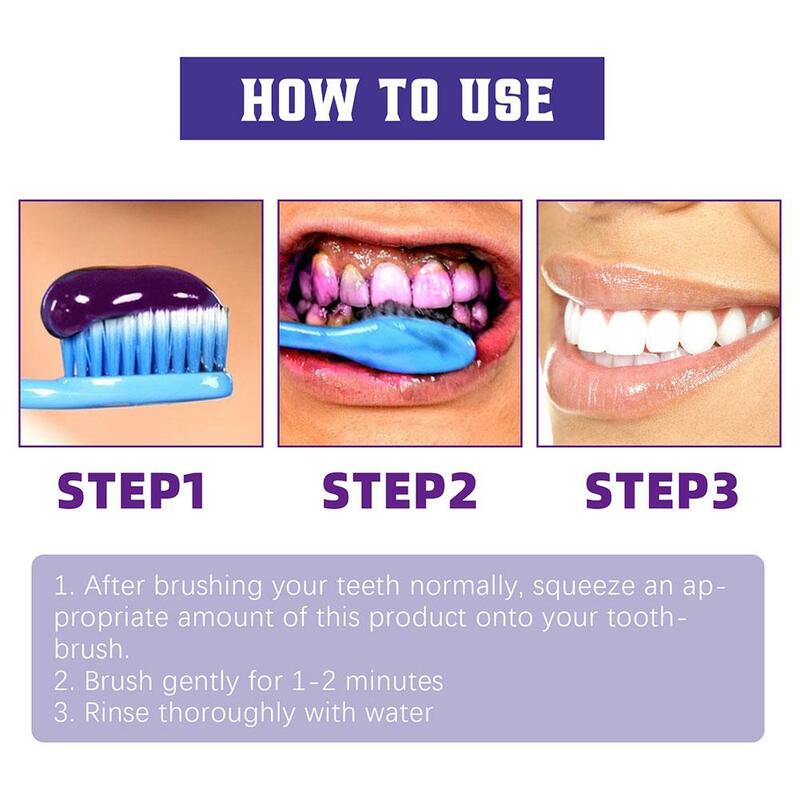 V34 zęby usuwające głębokie plamy dymu ochrona dziąseł fioletowa pasta ortopedyczna skutecznie oczyszcza rozjaśnienia jamy ustnej