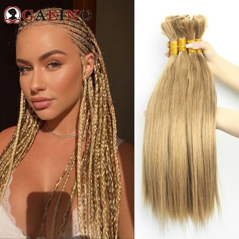 Straight Bulk Human Hair for Braiding No Weft Double Drawn Straight Natural Color Human Hair Extensions for Braids 16-28Inch