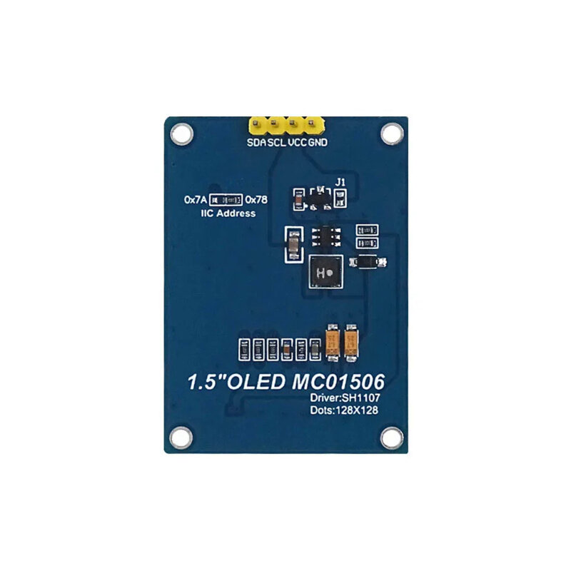 Pantalla de visualización del módulo OLED SH1107, 1,5 pulgadas, 4 pines, unidad IC 128x128, interfaz IIC I2C para 51 STM32 P22101 P22102