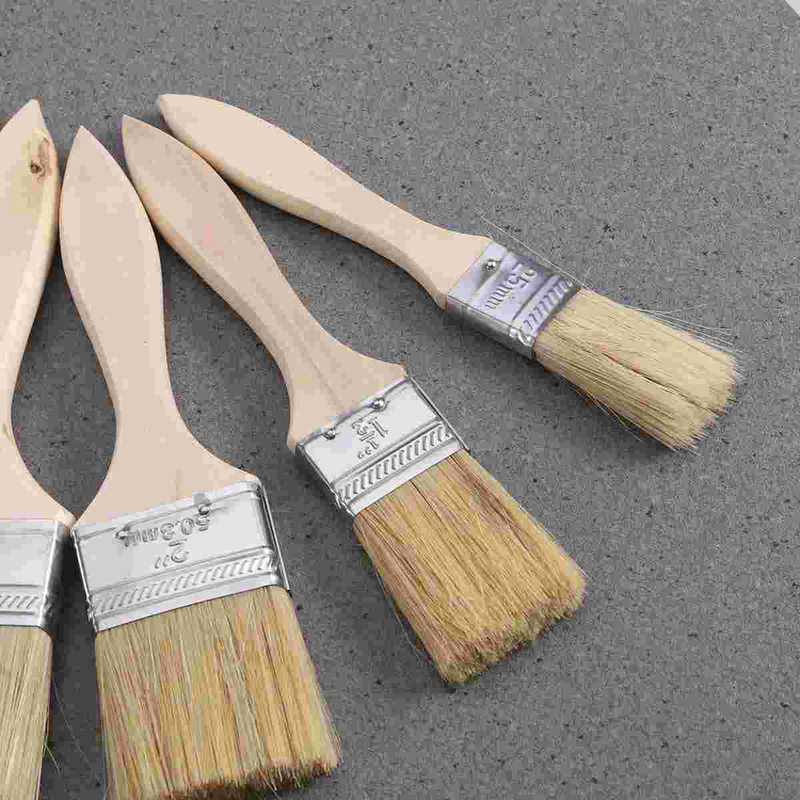 Pinceles de pintura con mango de madera, cepillos de pintura para madera y muebles, fácil de limpiar, limpieza de madera