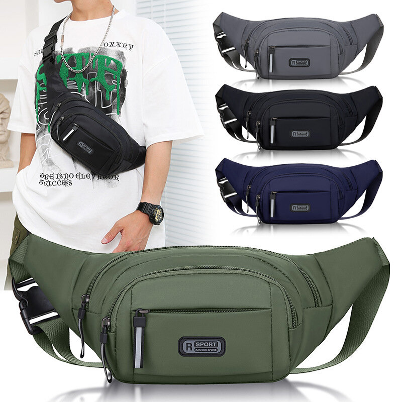 Bolsa de cintura impermeável para homens e mulheres, bolsa para celular, bolsa de peito de grande capacidade, mensageiro de corrida, carteira de caixa
