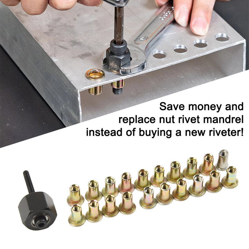 Mão Rivet Nut Cabeça Nut Set, Alumínio Nut Kit, Rebitando Ferramenta Gun, M3, M4, M5, M6, M8, M10, 21pcs