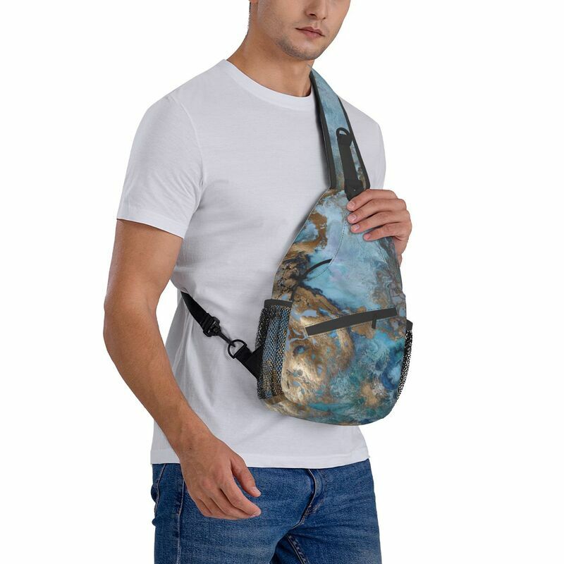 Sac de poitrine à bandoulière imprimé marbre pour hommes, sac à dos à bandoulière personnalisé, sac à dos de voyage et de randonnée, Bergame