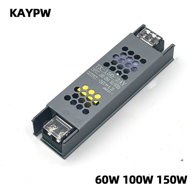 Ultra тонкое освещение трансформаторы 110V 220V to DC12V 24V 60W 100W 150W для CCTV Блок питания светодиодной ленты Adapter