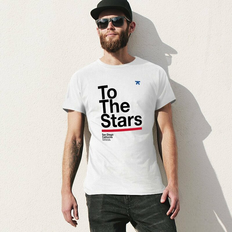 TTS - To The Stars 오버사이즈 반팔 티셔츠, 한국 패션, 남성 화이트 티셔츠