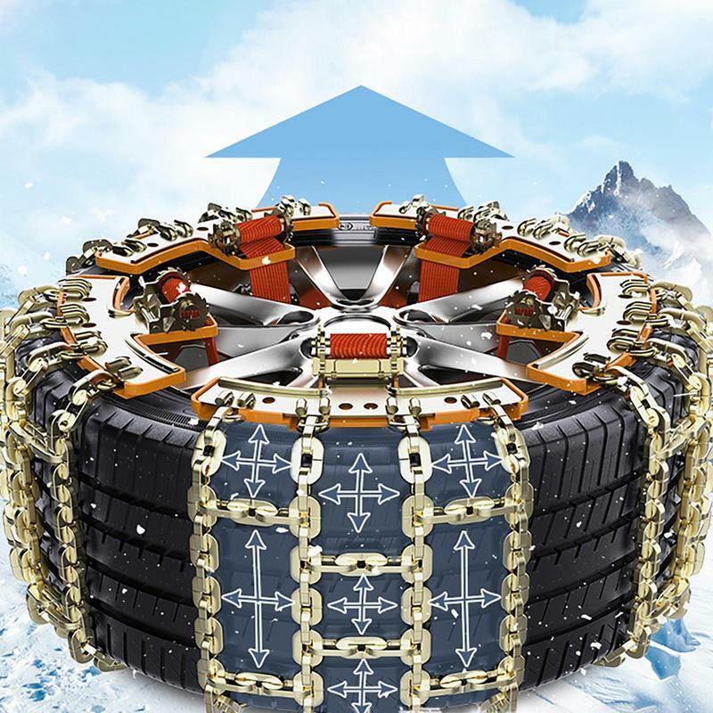Cadenas de neumáticos universales para nieve y hielo, cadena de tracción de neumáticos de acero con fuerte fuerza de agarre para nieve, hielo, barro y arena, 6 uds./Set
