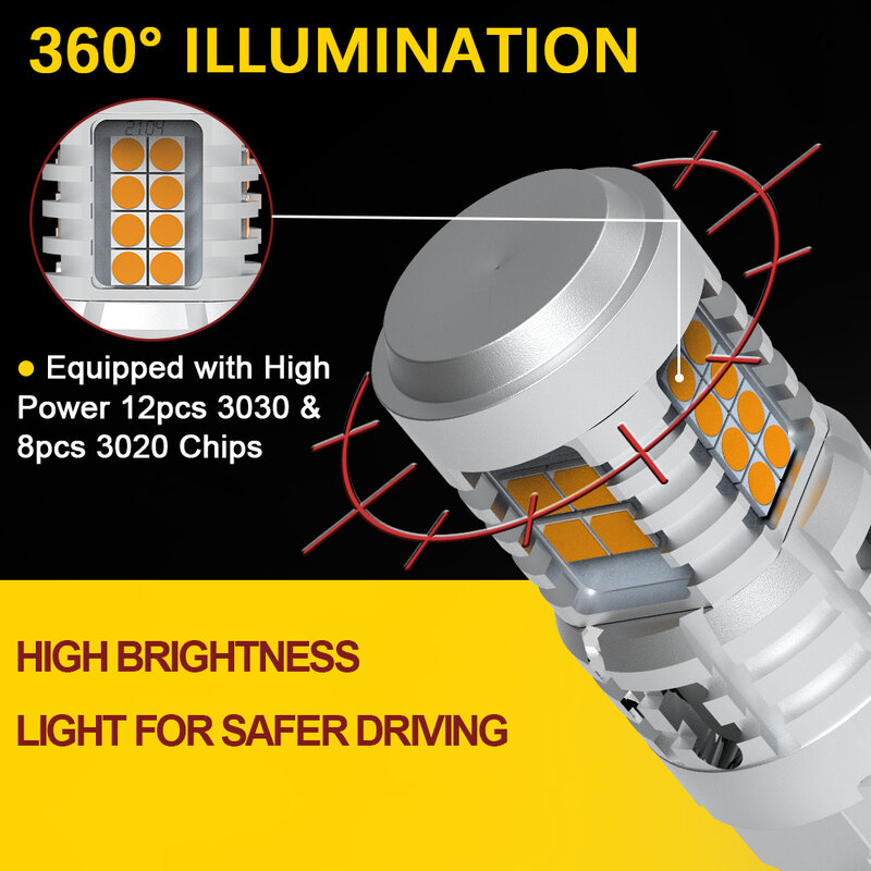 2pcs Amber PY21W BAU15S 1156PY 7440 W21W T20 1156 BA15S P21W  LED For BMW E90 E46 X3 LED Turn Signal Light Bulb No Hyper Flash