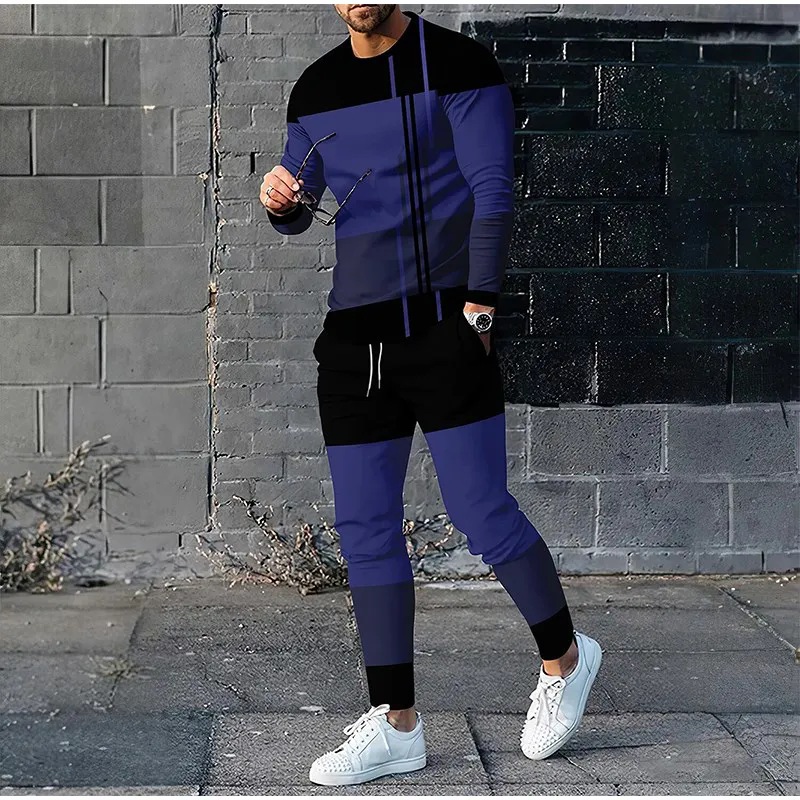 Trendy Designer Clothes 3D Print Oversize Suit Men Casual Long Sleeve Trousers Sport Tracksuit Graphic T Shirts Streetwear Sets