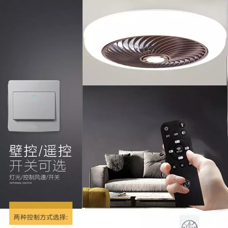 พัดลมติดเพดานพร้อมรีโมทแอปไฟอินเวอร์เตอร์ LED ทันสมัยสำหรับห้องนอนร้านอาหารโคมไฟพัดลมไฟฟ้าเงียบ