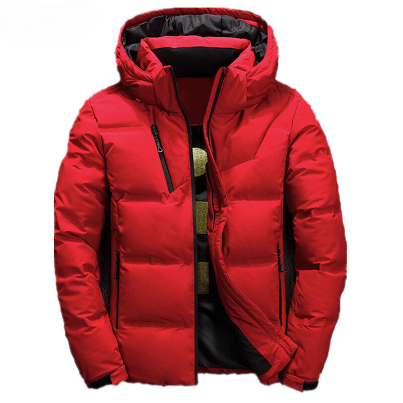 Winter New Men Down Jacket Slim Thick Warm Solid Color Hooded Coats Fashion Casual Down Male Jackets