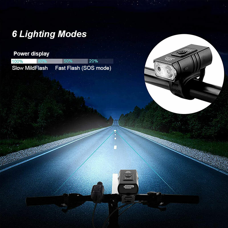 LEDマウンテンバイクヘッドライト,USB付きT6充電式ヘッドライト,1000lm