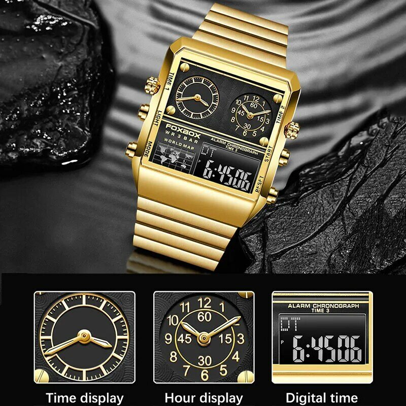 Часы наручные LIGE Мужские кварцевые, модные роскошные Брендовые спортивные водонепроницаемые цифровые в стиле милитари