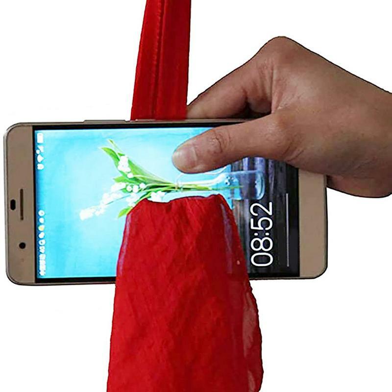 Шелковый фокус с помощью телефона, интерактивные фокусы, шарф через мобильный телефон, фокусник, реквизит, шутки для начинающих, тянуть шелк