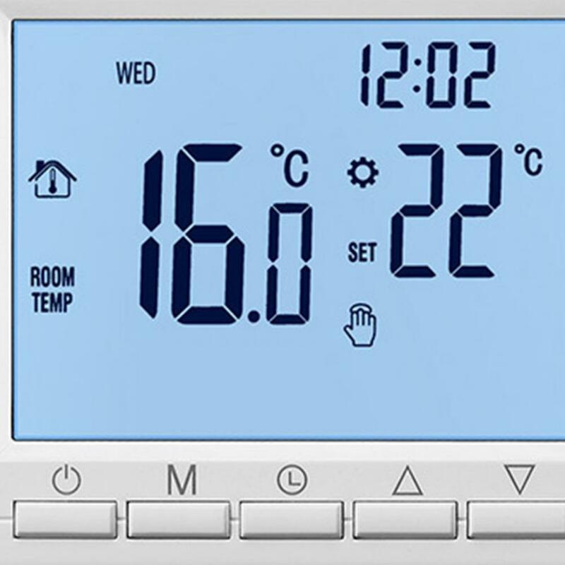 ترموستات منزلي ذكي مع إضاءة خلفية ، جدار شاشة LCD كبيرة ، جهاز تحكم في درجة حرارة التدفئة في الغرفة