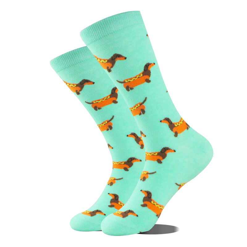 Носки мужские, из забавные носки для животных хлопка, с изображением еды, пришельцев, планет
