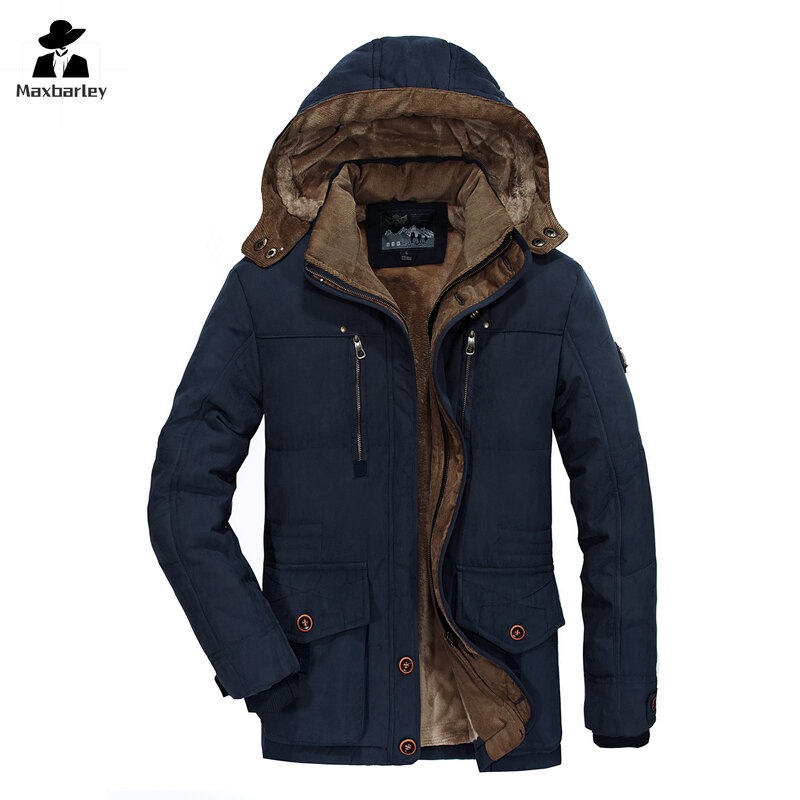 2023 New Winter Men's Coat Fleece Thickened Windproof Parka Men's Mountaineering Hooded Skiing Tactical Retro Jacket For Men