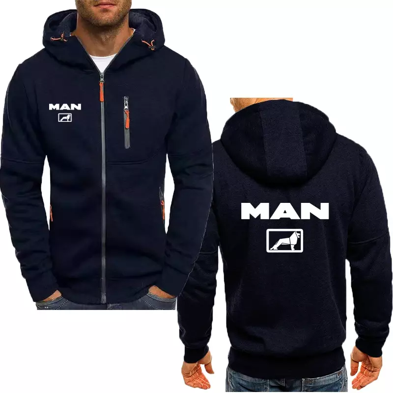 Hip-hop street men's hoodie Men's cardigan truck MAN print High Quality Men's clothing Harajuku fashion men's hooded sweatshirt