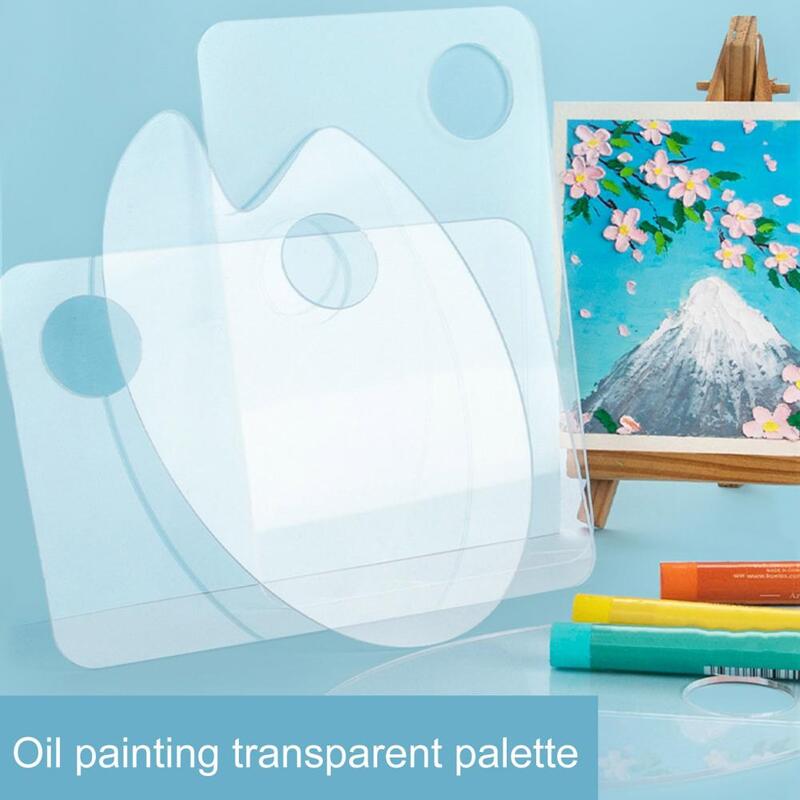 Bandeja de mezcla de pintura al óleo útil, antiadherente, sin rebabas, transparente, acrílico, pigmento de pintura al óleo, orificio para el pulgar