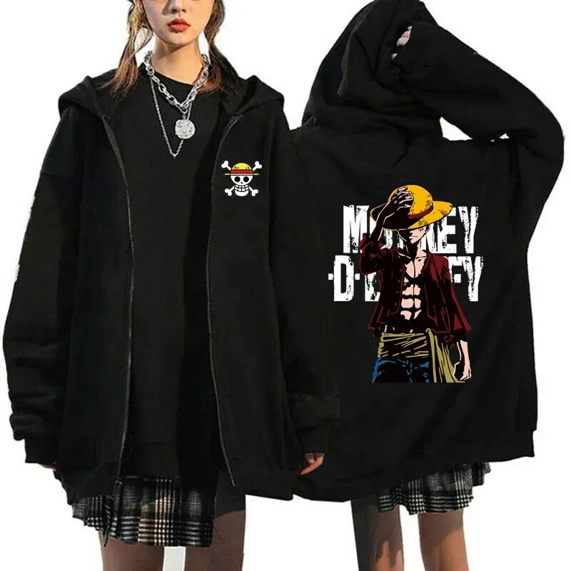 2024 neue eine japanische Anime Frauen Reiß verschluss Hoodie Jacke Frühling Herbst Männer Sweatshirt Stück schwarz lässig Paar Kleidung Mäntel