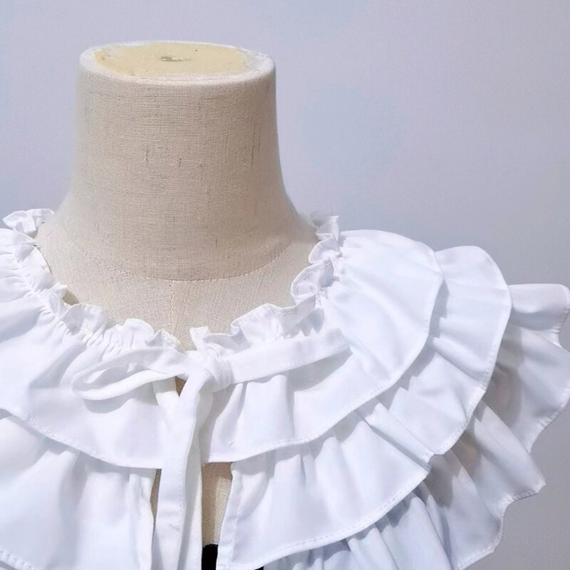 White Ruffled Collar Girls Clothes Accessiory Peterpan Collar Ancient Art Traditional Large Lapel Shawl Collar Lapel DXAA