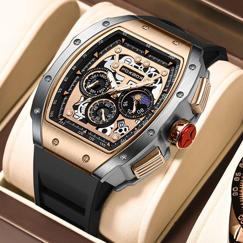 LIGE-Relógio esportivo casual de luxo masculino, cronógrafo criativo, pulseira de silicone, data luminosa, grandes relógios impermeáveis, relógio masculino, marca top