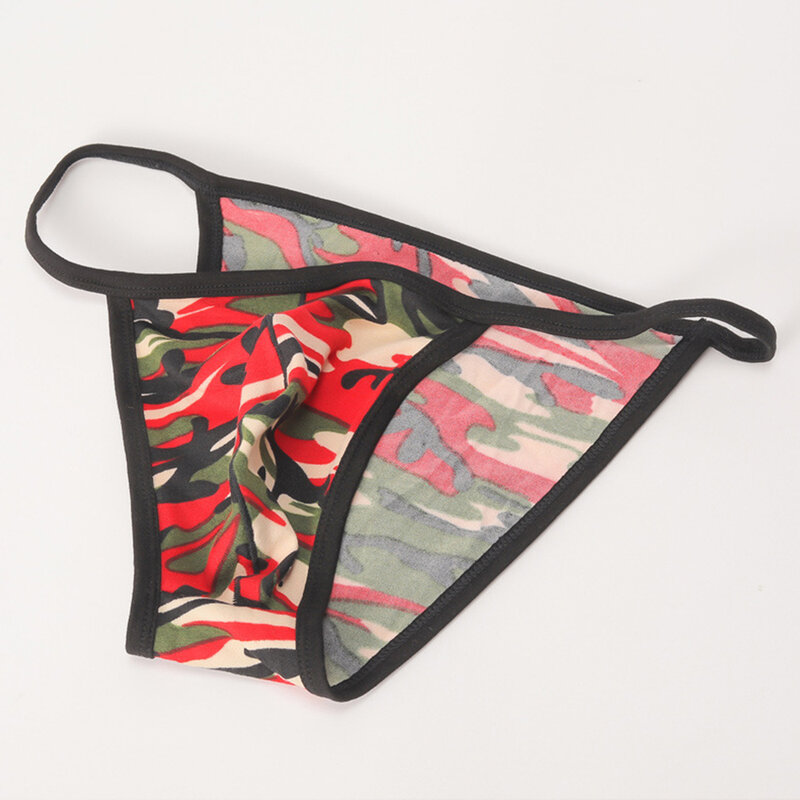 Men Sexy Camouflage Briefs T-back Panties Male Breathable Underpants Low Waist Underwear Male Printed Knickers
