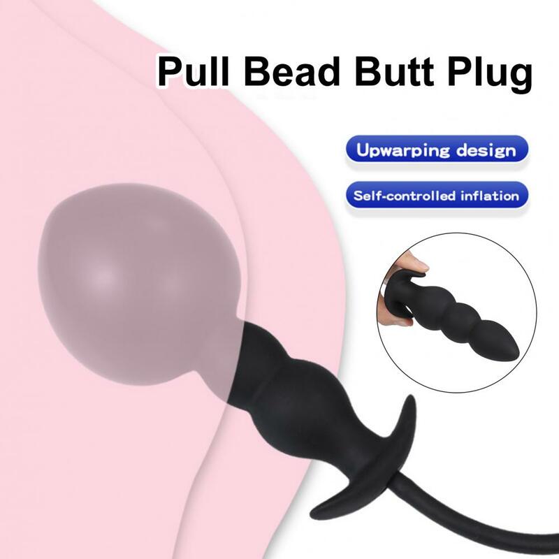 Masajeador funcional negro para adultos, juguete sexual, estimulador Anal trifásico con cuentas, producto sexual ajustable