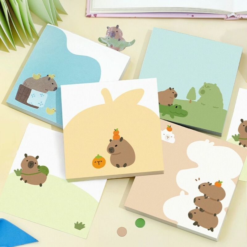 แผ่นบันทึกการ์ตูน capybara 100แผ่นสำหรับสมุดภาพ Capybara โพสต์กระดาษน่ารัก INS ข้อความสำนักงาน