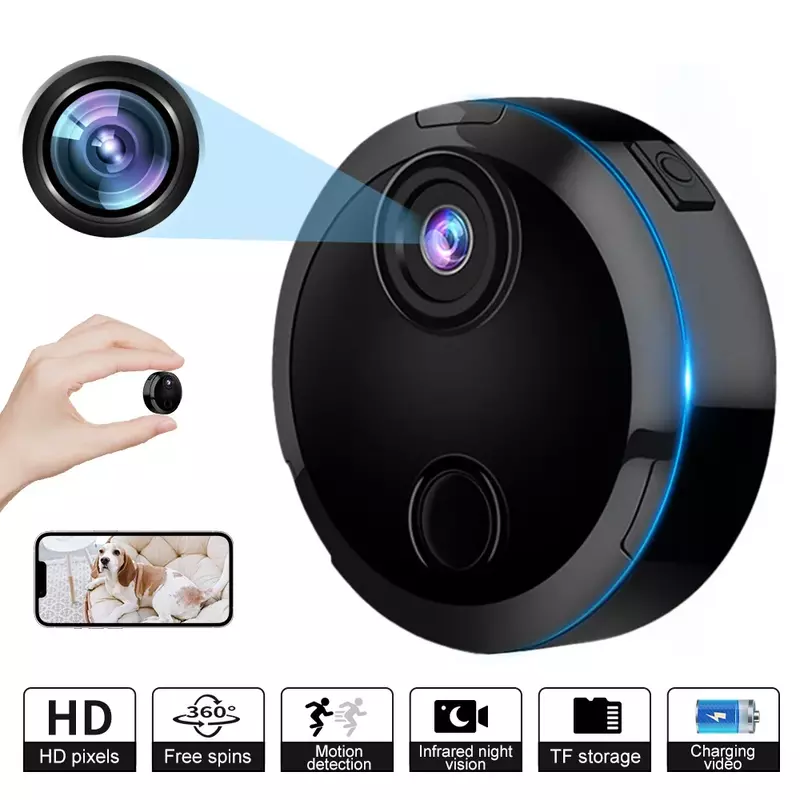 Mini caméra de surveillance intérieure WiFi HD 1080p, moniteur réseau à distance, sécurité bébé, animal de compagnie, nounou, détection de mouvement