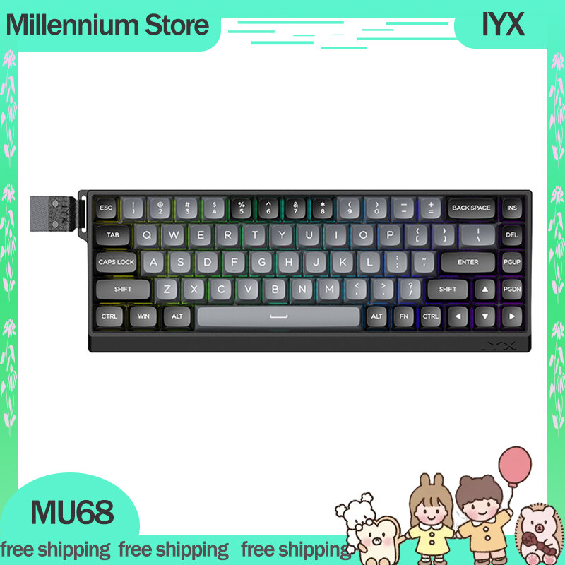 IYX MU68 Mechanical Gamer Keyboard Magnetic Switch Wired Keyboard Hot Swappable RGB Backlit Keyboard E-sports Game Keyboard Gift
