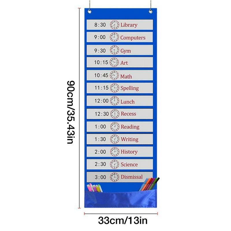 Tabella tascabile per bambini programma giornaliero e grafico tascabile per studio di parole con carte cancellabili a secco reversibili tabella tascabile con 18 Dry