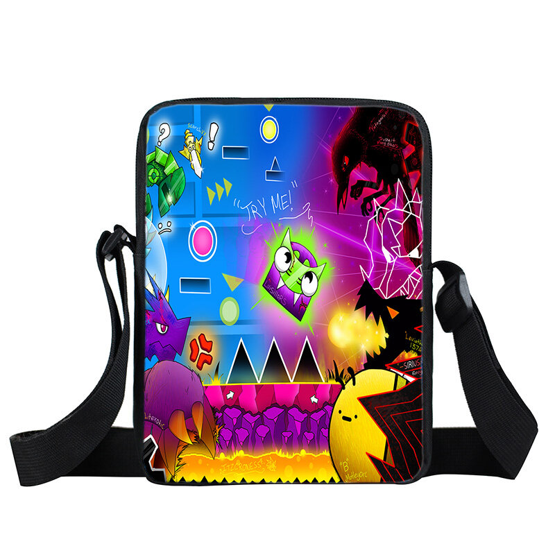 Game Print Geometry Dash HandBags Funny Cartoon Shoulder Bags Kids Messenger Bag Coin Purse Waterproof Casual Kids Bags Gifts