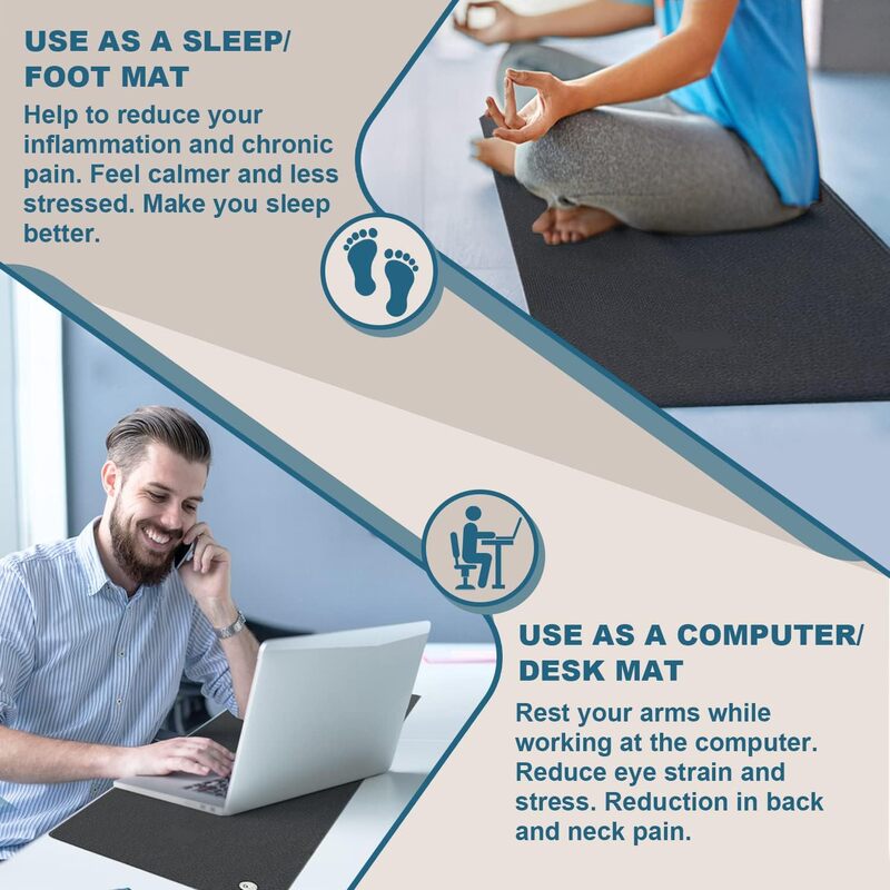 MAXSHARER 수면 건강 증진을 위한 접지 고무 가죽 매트, 컴퓨터 마우스 패드, 접지 발 매트, 책상 매트
