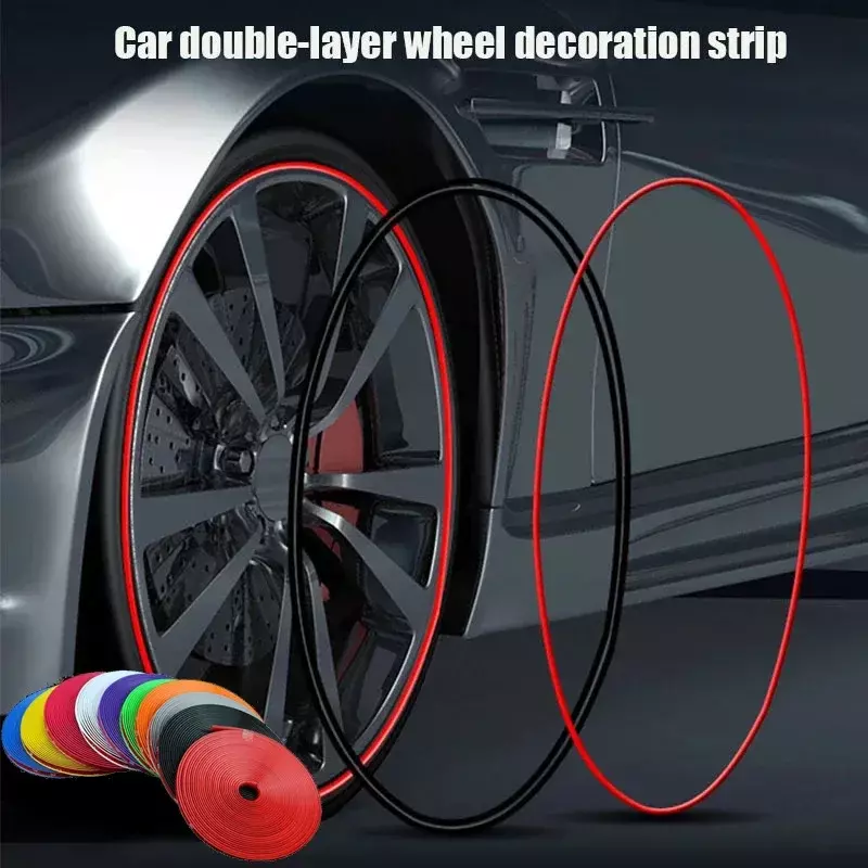 Tiras decorativas para cubo de rueda de coche, anillos de protección de neumáticos, anticolisión, antiarañazos, suministros de modificación de línea decorativa, 8m