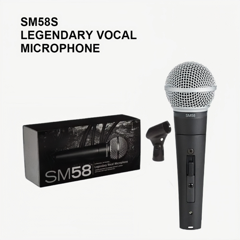 Mikrofon dinamis cardioid logam SM58, untuk panggung bernyanyi mikrofon kabel profesional untuk Shure Karaoke BBOX rekaman vokal