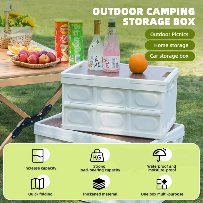 Caja de almacenamiento plegable para acampar al aire libre, organizador conveniente para Picnic, maletero de coche, hogar