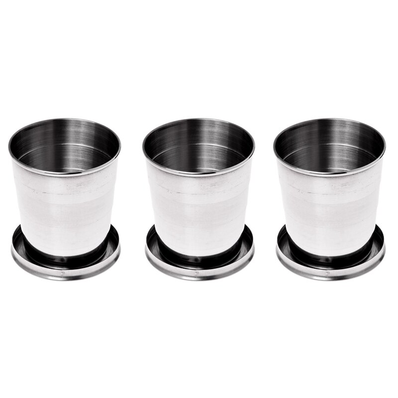 3X Folding Cup Telescopic Cup Retractable Cup Sports Hiking Camping 240ML Keychain