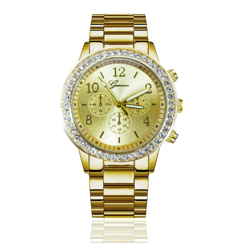 Moda ouro prata quartzo relógios de pulso feminino relógio de aço inoxidável lazer senhoras alta qualidade analógico quartzo