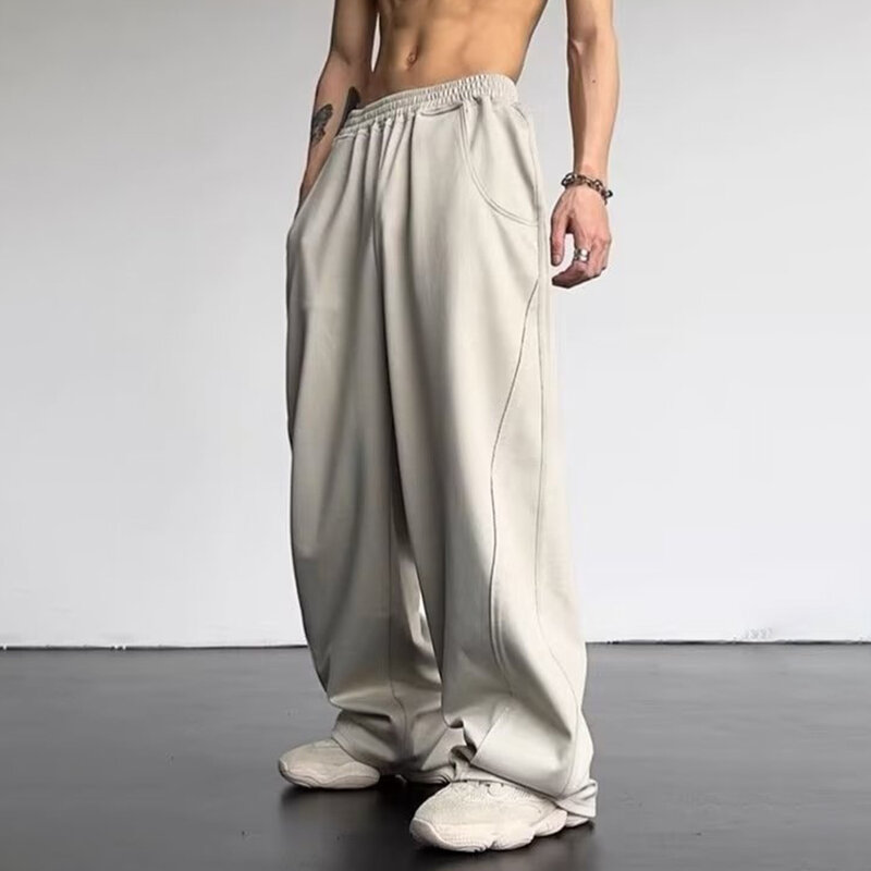 2023 Solid Color Casual prosta szeroka nogawki spodnie duże rozmiary luźna konstrukcja długie spodnie męskie Street odzież na co dzień Casual sportowe spodnie